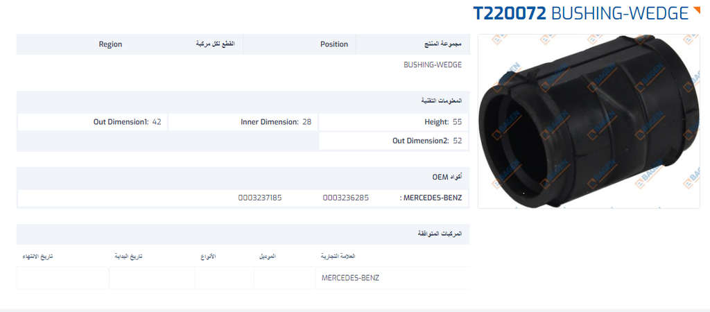 BAGEN AXOR AROCS ACTROS كاوتشة قمرة ميزان 28.5 مم